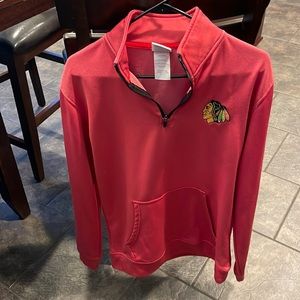 Red quarter zip black hawks